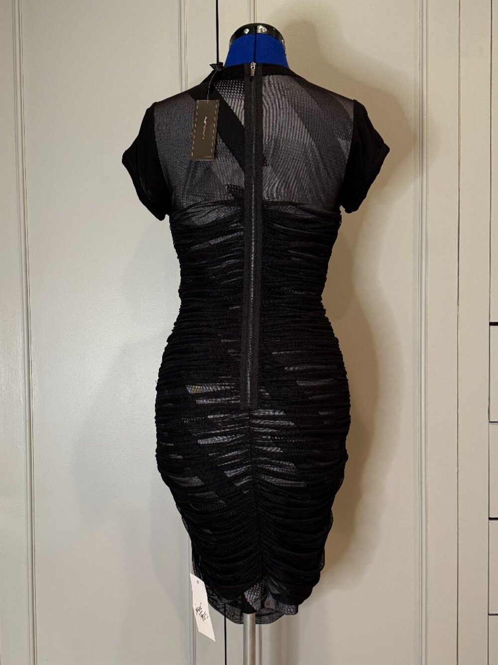 BCBGMAXAZRIA Bodycon Dress with Mesh Overlay, Size M, NWT - Picture 4 of 6